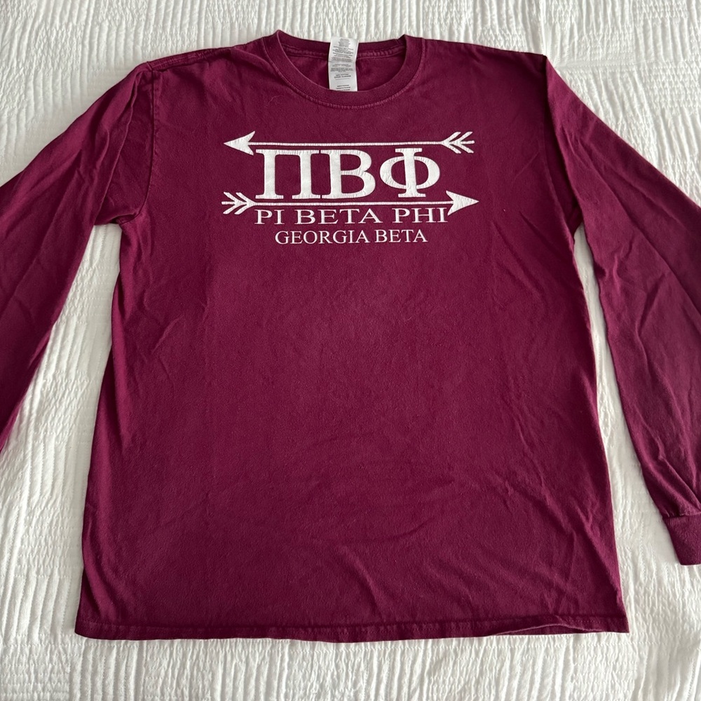 Gildan Maroon Pi Beta Phi Long Sleeve Tee